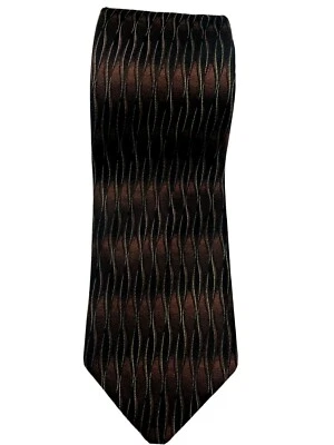 Corbata clásica F/X Fusion para hombre negra cobre dorada 100 % seda geométrica X-larga 62" Foto 1 de 4