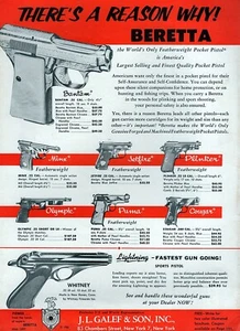 1956 Beretta Minx Olympic Whitney Puma & Bantam Pistol Original Color Print Ad - Picture 1 of 1