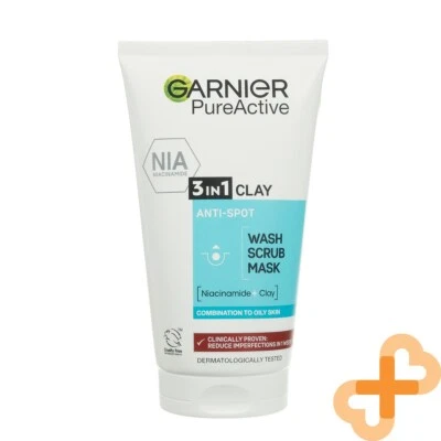 Garnier Pure Attivo 3IN1 Argilla Viso Pelle Scrub Lavare 150 Purificante Mask - Image 1 of 4