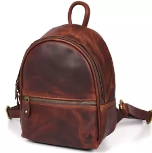 HANDMADE Rucksack Leder Damen Elegant Rucksack Travel Handgepäck Klein Braun - Bild 1 von 8