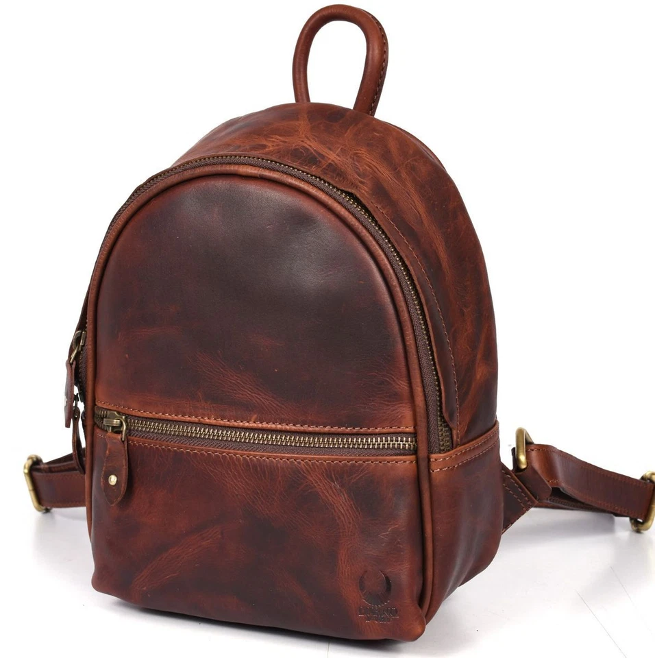 CORNO D´ORO HANDMADE Rucksack Damen Leder City Rucksack für Damen Backpack University Braun