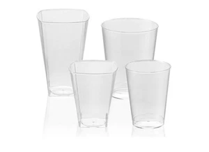 Disposable Hard Plastic Cups Clear Tumblers Premium Heavy Duty Drinkware - Picture 1 of 15