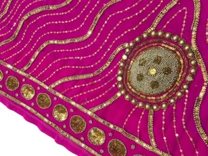 Pure Silk Saree Indian Vintage Sari Georgette Chinnon Printed Fabric PGS1815 - Picture 1 of 9