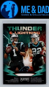 2019 Panini Playoff #8 Cam Newton / Christian McCaffrey Thunder & Lightning - Picture 1 of 2