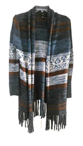 Maglione cardigan Forever 21 taglia S aperto davanti frange lunghe sud-ovest azteco - Foto 1 di 2