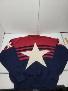 Vintage Y2K STRUCTURE American Star Stripe Flag Sweater USA Made Men’s Size XL - Picture 1 of 5