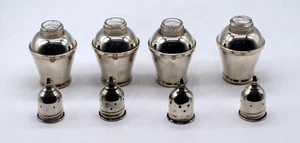 SR5342 - Schlichte, schöne Salzstreuer, Set 4 Stück, Silber Antik, England - Bild 1 von 4