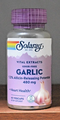 Solaray Ajo Recubierto Entérico 500 mg 60 Cápsulas Vegetarianas Salud del Corazón Foto 1 de 4