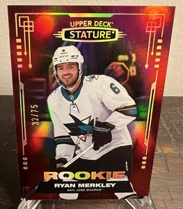 2021-22 UPPER DECK STATURE ROOKIE RED #163 SJ SHARKS - RYAN MERKLEY 32/75 - Picture 1 of 2