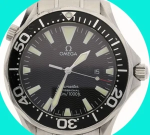 Mens Omega Seamaster Automatic SS Date Watch Black Dial 42MM - Picture 1 of 8