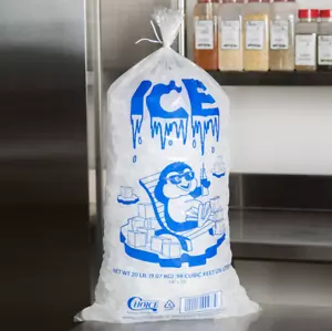 500 Etui 20 Pfund Durchsichtig Kunststoff Eisbeutel Gewerbe Restaurant Bedruckt Blau Tasche Neu - Bild 1 von 12