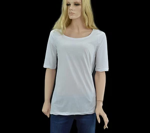$195 BURBERRY Brit Blanco Mujer Tejido Henley Prenda para el torso Camiseta Blusa Talla L - Imagen 1 de 5