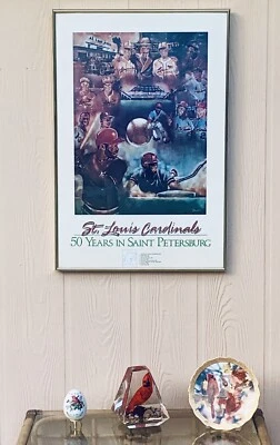 1987 Vintage St Louis Cardinals Baseball Poster Al Lang Stadium St Petersburg Fl - Image 1 of 4