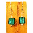 1" Jade Green Color Lampwork Glass Handmade Drop Dangle Earring FREE SHIPPING!