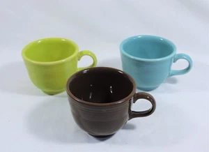 3 Homer Laughlin Fiestaware Chocolate, Lemon Grass, & Turquoise Tea Coffee Cup - Picture 1 of 9