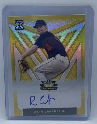 2020 Leaf Valiant Ryan Zeferjahn Red Sox SP Yellow Auto 1/10 - Image 1 of 2