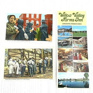 Lancaster County PA Post Cards Amish Penn Square Barnraising Willow Valley - Picture 1 of 8