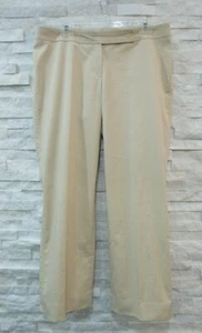 Escada Beige Stretch Cotton Tab Waist Flat Front Boot Cut Pants 44 14 - Picture 1 of 5