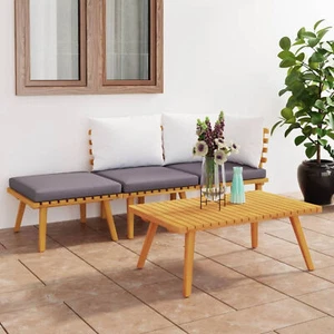4 Piece Garden Set with Cushions Solid Acacia Wood L6E8 - Picture 1 of 12