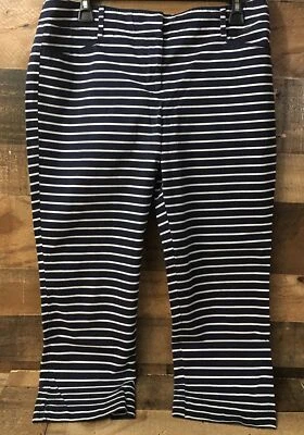 New York & Company Pants Women 10 Capri Striped Nautical Beach Coastal Summer - Image 1 of 4