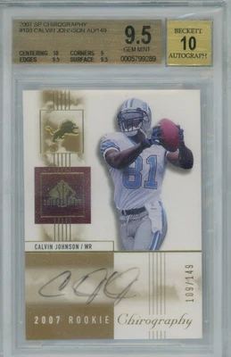 2007 CALVIN JOHNSON ROOKIE AUTO SP CHIROGRAPHY /149 BGS 9.5 GEM MINT RC - Image 1 of 2