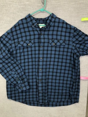 Duluth Trading Shirt Mens 3XL Blue Black Plaid Flannel Button Front Casual - Image 1 of 4