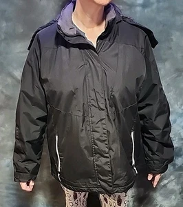 Cappotto St. John's Bay donna XL nero foderato termico giacca con cappuccio zip intera bello - Foto 1 di 4