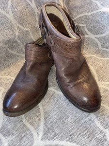 Frye Shoes Womens Size 8.5 Harness Mules Brown Leather Square Toe Oil Resistant - Picture 1 of 8