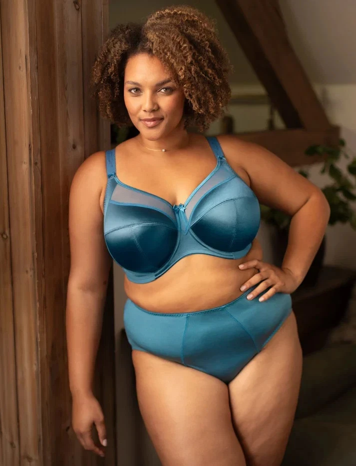 JUEGO DE SUJETADOR Y CALZONCILLO CON BANDAS AZUL MEDITERRÁNEO DIOSA KEIRA 34GG / 12GG Foto 1 de 1