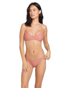 Women's Standard Simply Solid Crop Scoop Neck Bikini Top, Mauve Rose - Picture 1 of 4