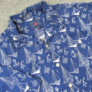 Saddlebred Shirt Mens 2XL Nautical Sailboat Big Tall Short Sleeve Casual Summer - Picture 1 of 9