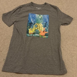 ABERCROMBIE KIDS SpongeBob T SHIRT Kids’ 11/12 Super Soft Boy Girl Grey - Picture 1 of 4