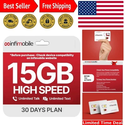 Unlimited Talk & Text with 15GB High-Speed Data Prepaid SIM – Nationwide 4G/5G - Image 1 of 4
