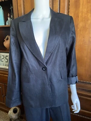 Chaqueta Blazer Chadwick Mujer, Lino, Forrada, Negra Talla 12P, Excelente Estado Foto 1 de 4