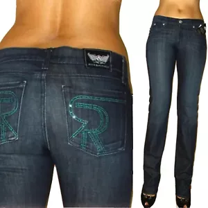 $246 Rock&Republic Y2K Vintage Stella Straight Low Rise Jeans Crystal 24 25 26 - Picture 1 of 11