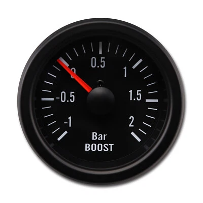 VD Vintage 52mm 2-1/16" Mechanical Boost Gauge -1 ~ 2 BAR Light Bulb Black Bezel - Image 1 of 4