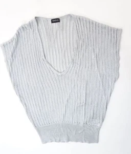 Taifun Damen Pullover Gr.44 grau uni V-Ausschnitt -P779 - Picture 1 of 4