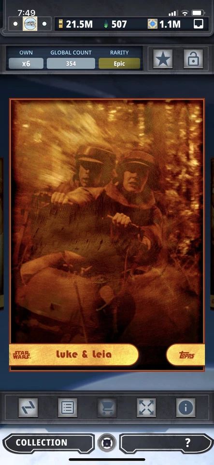 Topps Star Wars Digital Card Trader Gilded Galaxy 2017 Luke & Leia Insert - Image 1 of 1