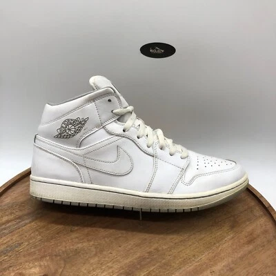 Nike Air Jordan 1 retrô meados de 2016 branco cinza lobo 554724-112 masculino 11,5 incompatível* - Imagem 1 de 4