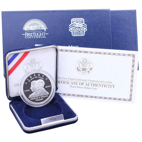 2003 P First Flight Centennial Proof Commem 90% Silver Dollar OGP US Coin Cover