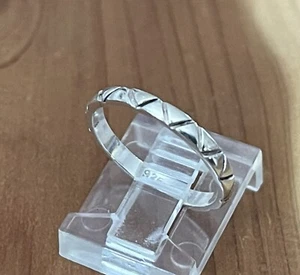 Schöner 925 Sterling Silber Streifen geschnitzt Zick Zack Design Bandring Größe 6 - Bild 1 von 8