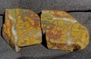 MORGAN HILL POPPY JASPER AA AGATE SPLIT FIERY ORBY NUGGET PAIR 128 GRAMS- 4.2 OZ - Picture 1 of 18
