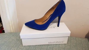 Ladies Chic Blue Heel Shoe - Picture 1 of 2