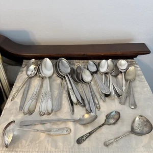 SPOONS 85 Mixed Lot Silverware Mismatched for Arts Crafts mix metals Flatware - Picture 1 of 18