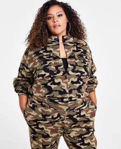 Nina Parker CAMO Women's Trendy Plus Size Camouflage Knit Jacket, US 2X - Picture 1 of 4