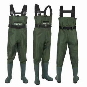 Unisex Fishing Chest Waders Bootfoot Cleated Sole Hunting Waterproof Soft - Picture 1 of 19