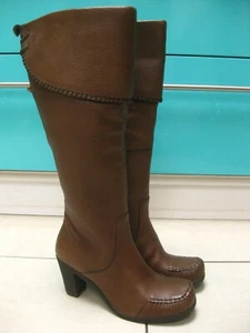 BOTAS CLARKS CUERO REAL 5 38 marrón OPHELIA tacón alto hasta la rodilla equitación militar - Imagen 1 de 12