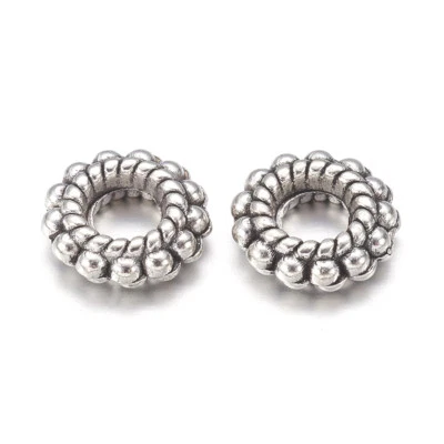 100pcs Tibetan Silver Alloy Metal Beads Decorative Donut Loose Spacers Craft 8mm - Image 1 of 2