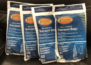 4 -NEW ENVIROCARE TECH VACUUM BAGS 327, SANITAIRE, DURALUX, DURALITE, SD, 5 BAGS - Picture 1 of 3