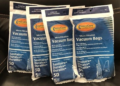 4 -NEW ENVIROCARE TECH VACUUM BAGS 327, SANITAIRE, DURALUX, DURALITE, SD, 5 BAGS - Image 1 of 3